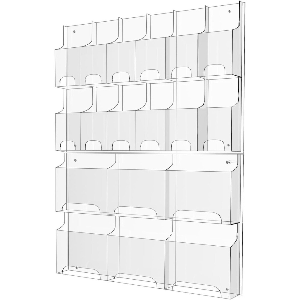 Acrylic Brochure Holder 6 Magazine 12 Pamphlet Clear Wall Mount ALR612 Holders